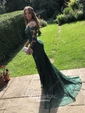 Mermaid Illusion Long Sleeves Lace Prom Dresses With Appliques