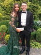 Mermaid Illusion Long Sleeves Lace Prom Dresses With Appliques