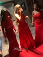 A-line High Neck Silk-like Satin Sweep Train Beading Prom Dresses