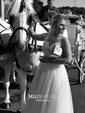 Ball Gown V-neck Floor-length Tulle Prom Dresses With Appliques