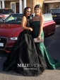 Black Ball Gown High Neck Tulle Backless Cut Out Prom Dresses