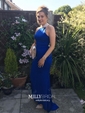 Mermaid High Neck Jersey Prom Dresses With Beading