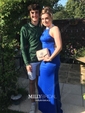 Mermaid High Neck Jersey Prom Dresses With Beading