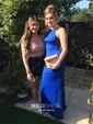 Mermaid High Neck Jersey Prom Dresses With Beading