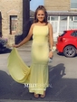 Trumpet/Mermaid Scoop Neck Jersey Sweep Train Prom Dresses