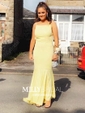 Trumpet/Mermaid Scoop Neck Jersey Sweep Train Prom Dresses