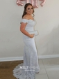 Mermaid Off-the-shoulder Lace Prom Dresses With Appliques