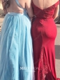 Sheath/Column Off-the-shoulder Jersey Sweep Train Appliques Lace Prom Dresses