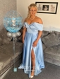 Ball Gown Off-the-shoulder Satin Modest Prom Dresses With Ruched