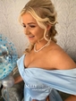 Ball Gown Off-the-shoulder Satin Modest Prom Dresses With Ruched