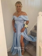 Ball Gown Off-the-shoulder Satin Modest Prom Dresses With Ruched