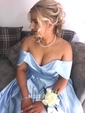 Ball Gown Off-the-shoulder Satin Modest Prom Dresses With Ruched