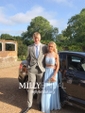 A-line Scoop Neck Chiffon Tulle Two Piece Prom Dresses With Beading
