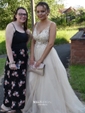Ball Gown V-neck Floor-length Tulle Prom Dresses With Appliques