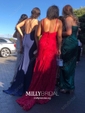 Burgundy Mermaid V-neck Lace Backless Prom Dresses