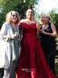 Ball Gown Off-the-shoulder Satin Modest Prom Dresses With Ruched
