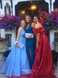 Ball Gown Off-the-shoulder Satin Modest Prom Dresses With Ruched