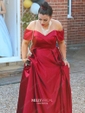 Ball Gown Off-the-shoulder Satin Modest Prom Dresses With Ruched