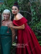 Ball Gown Off-the-shoulder Satin Modest Prom Dresses With Ruched