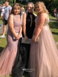 Black Ball Gown High Neck Tulle Backless Cut Out Prom Dresses