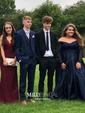 Ball Gown Off-the-shoulder Satin Modest Prom Dresses With Beading