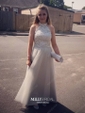 Ball Gown High Neck Tulle Cut Out Prom Dresses With Beading