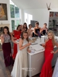 Ball Gown High Neck Tulle Cut Out Prom Dresses With Beading