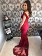 Mermaid Stretch Crepe Off-the-shoulder Prom Dresses With Appliques