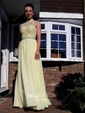 A-line High Neck Chiffon Floor-length Beading Prom Dresses