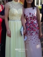 A-line High Neck Chiffon Floor-length Beading Prom Dresses