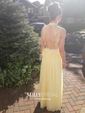 A-line High Neck Chiffon Floor-length Beading Prom Dresses