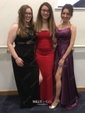 A-line Scoop Neck Satin Prom Dresses With Ruched