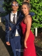 Sheath/Column V-neck Jersey Backless Prom Dresses With Ruched