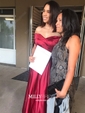 Ball Gown Off-the-shoulder Satin Modest Prom Dresses With Ruched