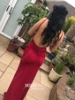 Sheath/Column V-neck Jersey Backless Prom Dresses With Ruched