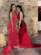 Sheath/Column V-neck Jersey Backless Prom Dresses With Ruched