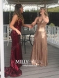 Trumpet/Mermaid Sweep Train V-neck Sequined Prom Dresses