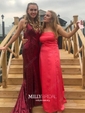 Mermaid V-neck Backless Sparkly Sequin Prom Dresses