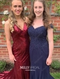 Trumpet/Mermaid Sweep Train V-neck Sequined Prom Dresses