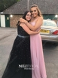 Princess Off-the-shoulder Tulle Sweep Train Beading Prom Dresses