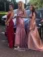 Mermaid V-neck Sparkly Sequin Prom Dresses With Appliques