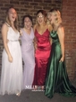 A-line Scoop Neck Satin Prom Dresses With Ruched