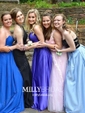 Ball Gown V-neck Floor-length Tulle Prom Dresses With Appliques