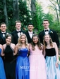 Ball Gown V-neck Floor-length Tulle Prom Dresses With Appliques