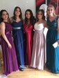 A-line Floor-length Halter Silk-like Satin Split Front Prom Dresses