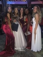 A-line Halter Chiffon Cut Out Prom Dresses With Ruched