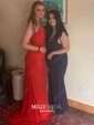 Sheath/Column V-neck Jersey Prom Dresses With Ruched