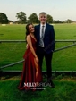 A-line V-neck Satin Cut Out Prom Dresses With Ruched
