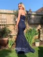 Mermaid Strapless Stretch Crepe Prom Dresses With Appliques