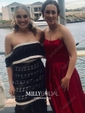 Burgundy Ball Gown Strapless Satin Prom Dresses